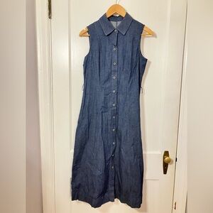 Sleeveless Blue Denim Button-Down Dress
